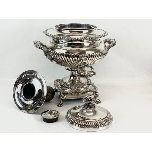 475 - A large quality Regency period silver plated tea urn. Circa 1810-1820. 37 x 45cm