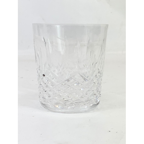 489 - A set of 3 Waterford crystal “Lismore” pattern whiskey tumbler glasses. 9cm