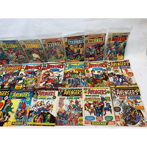 51 - A large collection of 1970’s Marvel, The Avengers and The Eternals comic books.