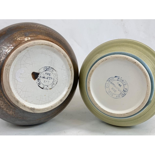 A pair of vintage ceramic pots by Cinque Ports. Largest 29cm
