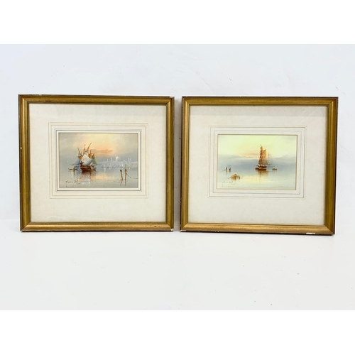 69 - 2 watercolour paintings by Fredee Bull. Painting measures 27.5 x 12.5cm. Frame measures 33.5 x 29.5c... 