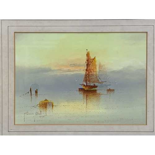 69 - 2 watercolour paintings by Fredee Bull. Painting measures 27.5 x 12.5cm. Frame measures 33.5 x 29.5c... 