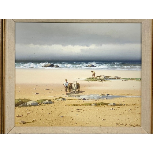 73 - An oil painting by Arthur H. Twells. Young Lads Gathering Kelp, Co Donegal. In a gilt frame. Paintin... 