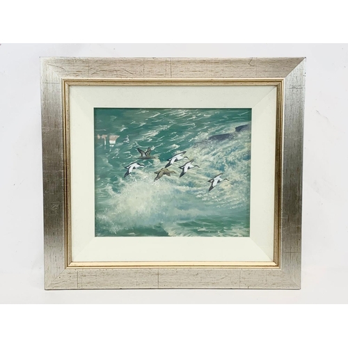 74 - An oil painting by Michael Bennington. Elders At Sea. In a shadowy box frame. 30 x 25cm. Frame measu... 