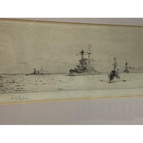 76 - 2 etchings by W. L. William Lionel Wyllie. 1851-1931. Largest engraving measures 38 x 26cm. Frame me... 