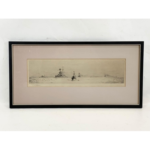 76 - 2 etchings by W. L. William Lionel Wyllie. 1851-1931. Largest engraving measures 38 x 26cm. Frame me... 