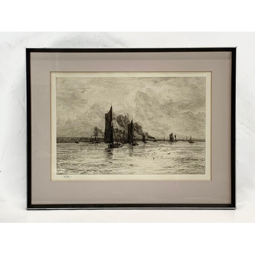 76 - 2 etchings by W. L. William Lionel Wyllie. 1851-1931. Largest engraving measures 38 x 26cm. Frame me... 