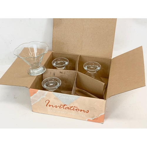 779 - 4 box sets of crystal glasses. Including a box of 4 Royal Doulton Hi-ball Tumblers, a 4 piece Desser... 