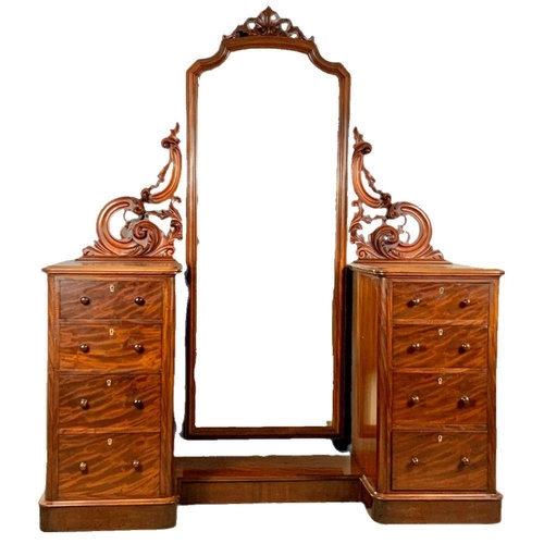 786 - A large Victorian mahogany pedestal cheval dressing table. Circa 1860-1870. 154 x 59 x 183cm