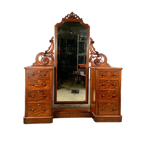 786 - A large Victorian mahogany pedestal cheval dressing table. Circa 1860-1870. 154 x 59 x 183cm