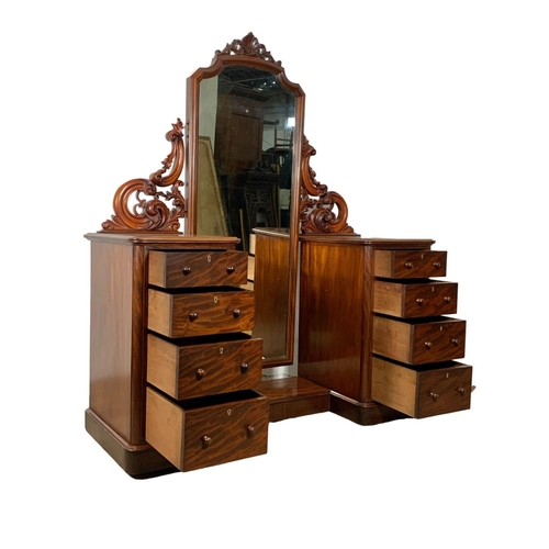 786 - A large Victorian mahogany pedestal cheval dressing table. Circa 1860-1870. 154 x 59 x 183cm