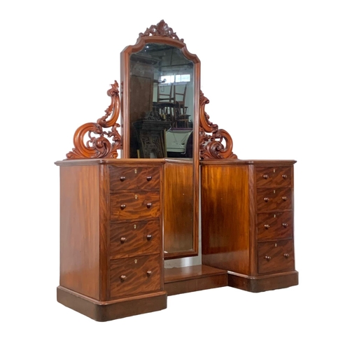 786 - A large Victorian mahogany pedestal cheval dressing table. Circa 1860-1870. 154 x 59 x 183cm