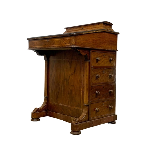 787 - A Victorian burr walnut Davenport desk with birds eye maple interior. Circa 1870. 53 x 53 x 76cm