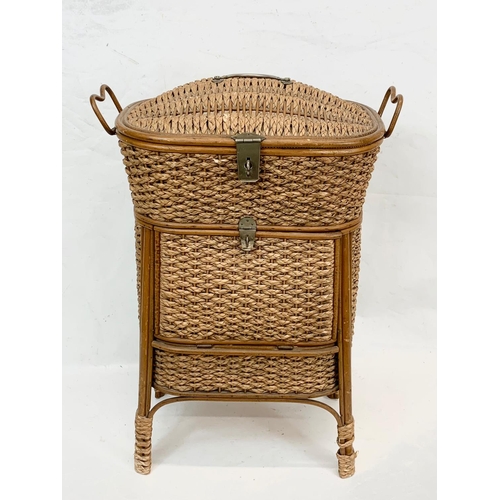 81 - A tall Edwardian wicker sewing basket. 43 x 67cm