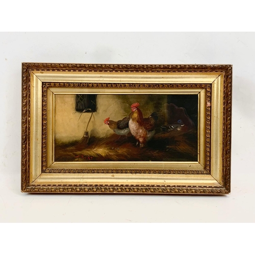 90 - A 19th century signed oil painting, in a gilt frame. 34.5 x 21.5cm