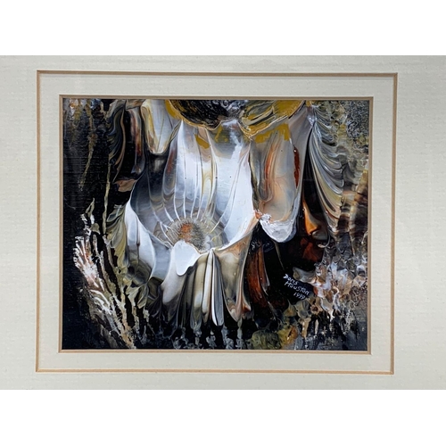 93 - An Acrylic painting by Doris Houston “Golden Flower Flow” 46 x 43cm including frame.