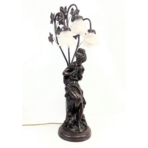 96 - A large resin bronze effect lamp. 80cm