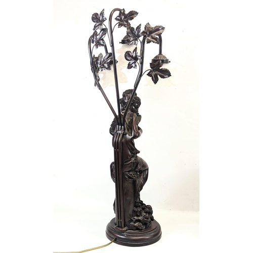 96 - A large resin bronze effect lamp. 80cm