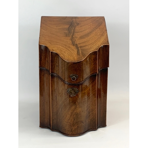 85 - A George III inlaid mahogany knife box with original interior. Georgian. Circa 1780. 23 x 27 x 36.5c... 