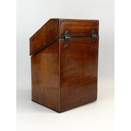 85 - A George III inlaid mahogany knife box with original interior. Georgian. Circa 1780. 23 x 27 x 36.5c... 