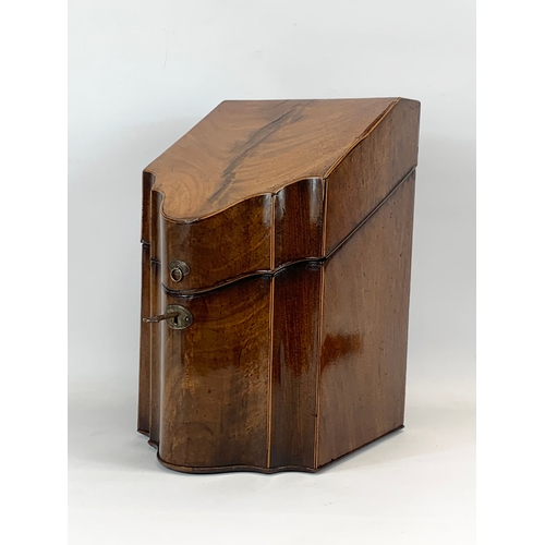 85 - A George III inlaid mahogany knife box with original interior. Georgian. Circa 1780. 23 x 27 x 36.5c... 