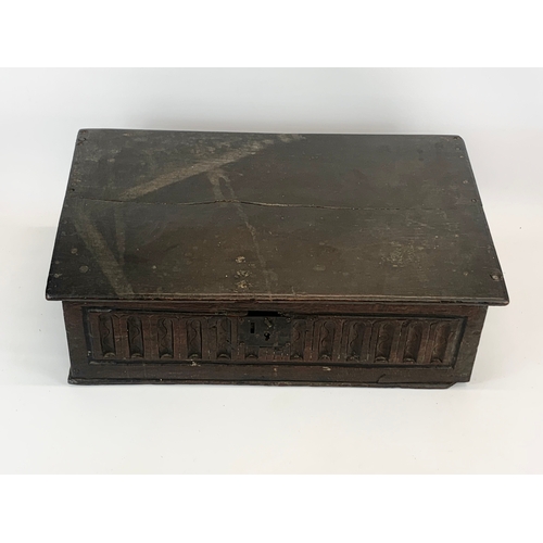 93 - A 17th century oak Bible Box. Circa 1650.