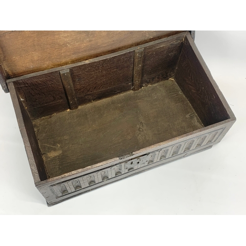 93 - A 17th century oak Bible Box. Circa 1650.