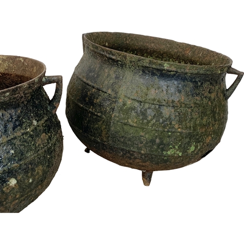 107 - 3 large Victorian cast iron pots. 42 x 40cm