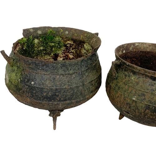 107 - 3 large Victorian cast iron pots. 42 x 40cm