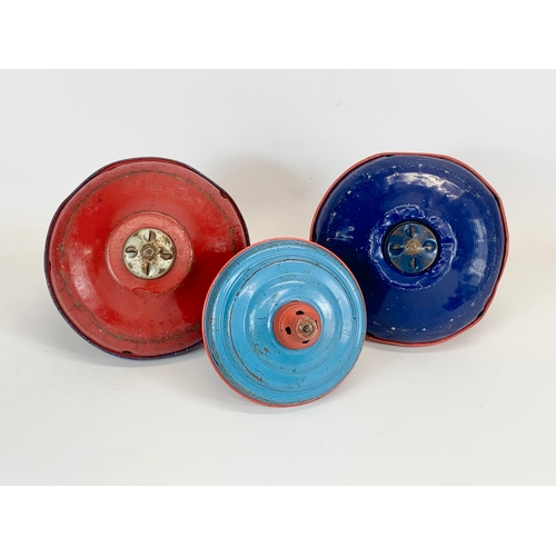 131 - 3 vintage tin plate Spinning Top Toys, 2 by Chad Valley & Co, 1 made in U.S Zone Germany.