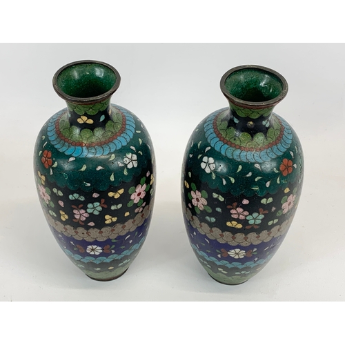 453. - A pair of late 19th century Cloisonné ware vases. 18cm