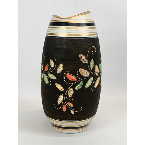 454 - A vintage hand painted Belgian vase by H. Bequet Quaregnon. 30cm