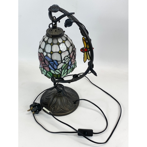 113 - A Tiffany and Art Nouveau style table lamp. 48cm.