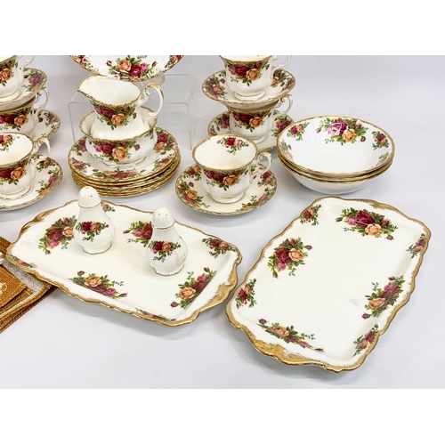 457 - A 33 piece Royal Albert Old Country Roses tea set. Including 6 soup bowls, cake plate, 6 cups, 6 sau... 