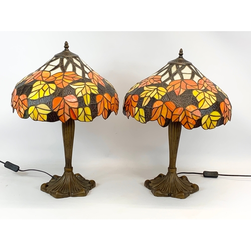 115 - A pair of large Tiffany style table lamps. 40 x 60cm.