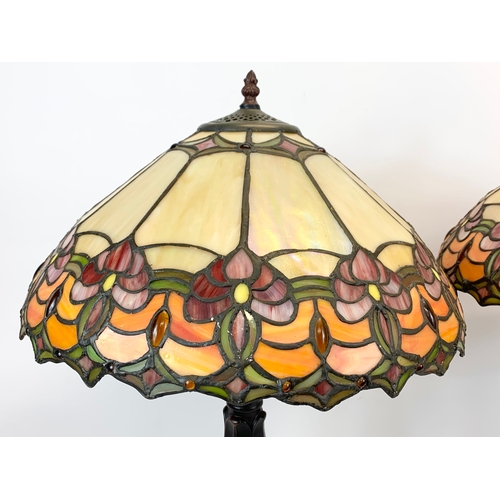 116 - A pair of large Tiffany style table lamps. 41 x 64cm