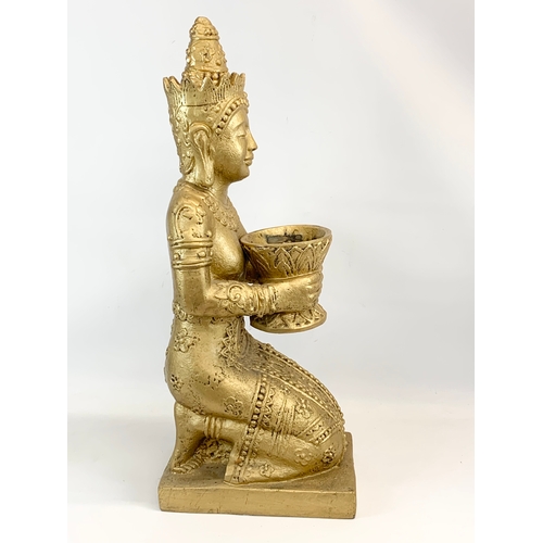 141 - A large Buddha Dhyani composite marble figure, painted 78cm.