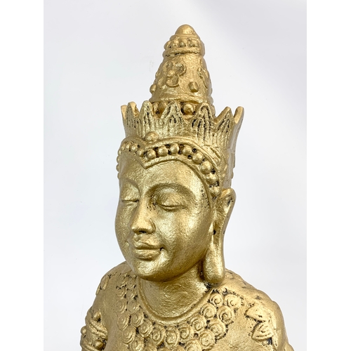 141 - A large Buddha Dhyani composite marble figure, painted 78cm.