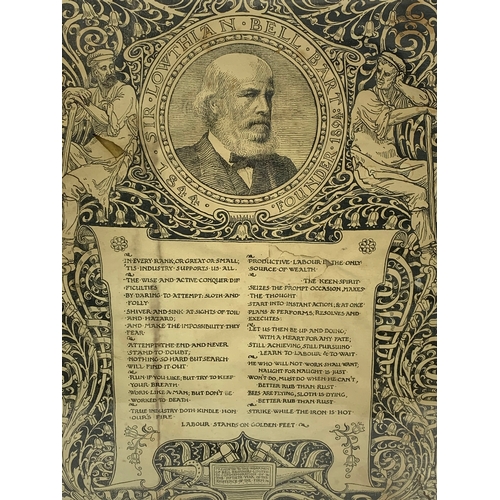 145 - A late 19th century commemorative print to “The Workers of Bell Brothers Limited” in an oak frame. 4... 