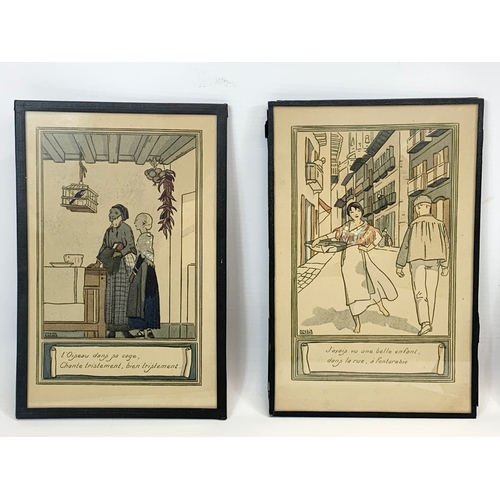 170 - A rare set of 6 Maggie Salcedo (1890-1959) watercolour and ink paintings. 15.5 x 23cm