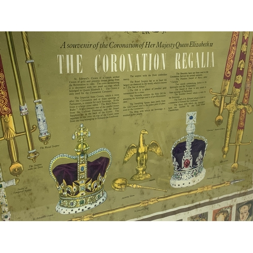 193 - A large vintage print of Queen Elizabeth II. The Coronation Regalia. With Loyal Greeting from the Na... 