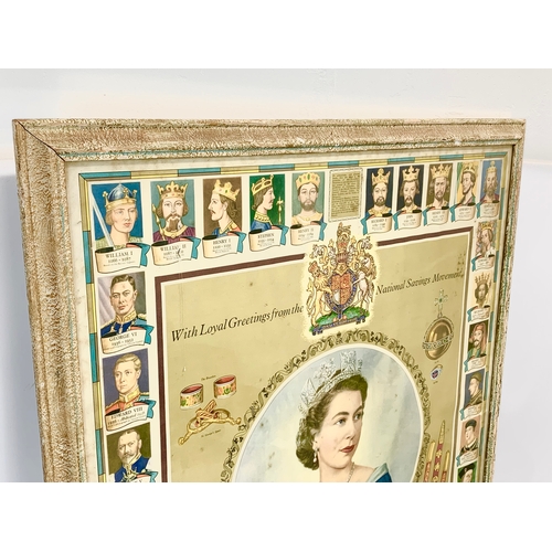 193 - A large vintage print of Queen Elizabeth II. The Coronation Regalia. With Loyal Greeting from the Na... 