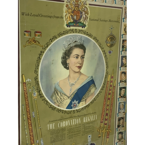 193 - A large vintage print of Queen Elizabeth II. The Coronation Regalia. With Loyal Greeting from the Na... 