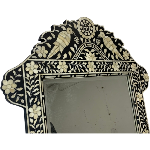 198 - A large bone inlaid mirror. 79 x 105cm.