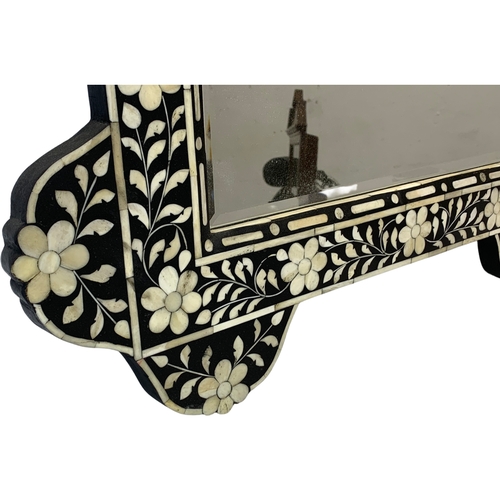 198 - A large bone inlaid mirror. 79 x 105cm.