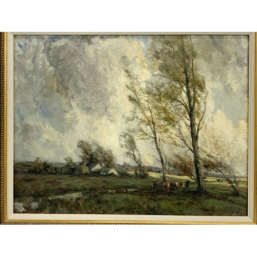 204 - A large oil painting in a gilt frame. Painting measures 65 x 50cm. Frame measures 83 x 68cm.