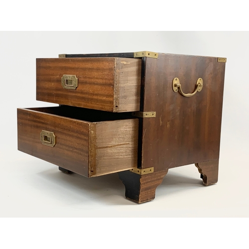 191 - A Campaign style brass bound mahogany chest of 2 drawers. 46 x 38.5 x 34.5cm.