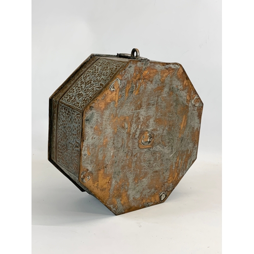 208 - A late 19th century / early 20th century Indian copper spice box. 28 x 28 x 12cm