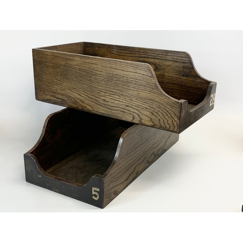 211 - 2 vintage wooden filing trays. 46 x 23 x 15cm