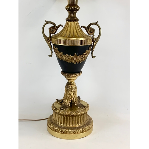 228 - A large vintage Neo Classical Empire Style ornate brass table lamp. 93cm.